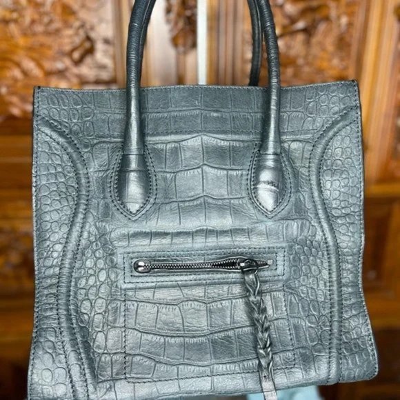 CELINE PHANTOM HANDBAG CROCODILE EMBOSSED LEATHER - Picture 7 of 15